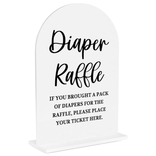Baby in Bloom Shower Decorations, Baby Shower Sign, Newborn Gifts, Late Night Diapers Game 5x7 Inch Arch Acrylic Signs,for Birthday Party Decorations - color: Raffle