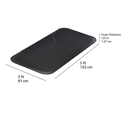 Amazon Basics Rectangular Anti-Fatigue Salon & Barber Shop Floor Mat, Non-Slip Standing Surface, 3ft x 5ft x 5/8 inch, Black