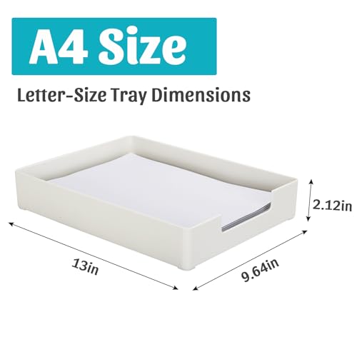 Letter-Size Tray Desk Letter Tray Paper Tray, Sturdy Heavy-Duty Plastic Printer Paper Tray, Single-Tier Stackable File Storage Organizer for Office Home (White ×2) - color: White ×2
