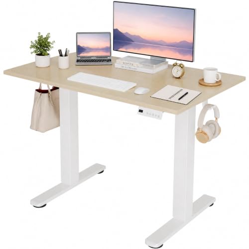 Claiks Electric Standing Desk 40x24 Inches, Adjustable Height Motorized Sit Stand Desk with 3 Memory Presets&Cable Management, Space-Optimized Computer Workstation for Home Office&Bedroom, Nature - color: Nature, size: 40 Inch