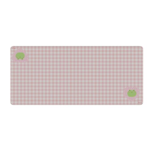 Pixio Mouse Pads - 36 x 16 inch XXL Checker Frogs Pink Multifunctional Large Desk Mats for Gaming, Office, Desktop Anti-Slip Waterproof Washable Computer Mouse Mat - color: Pink Checker Frogs