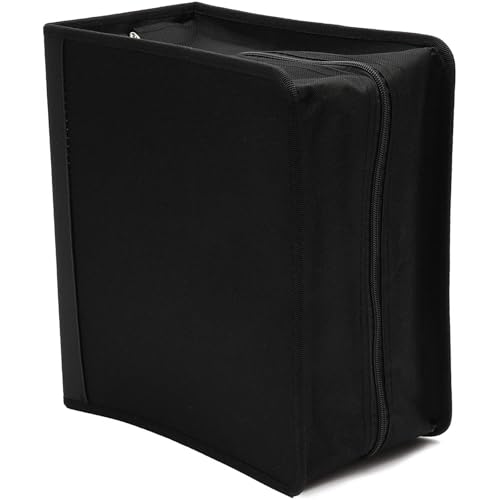 Bright Creations Juvale DVD Storage Binder Case - 400-Disc Capacity, Black Faux Leather & Nylon - Disc Binder & CD Holder, DVD Case Organizer & Movie Storage