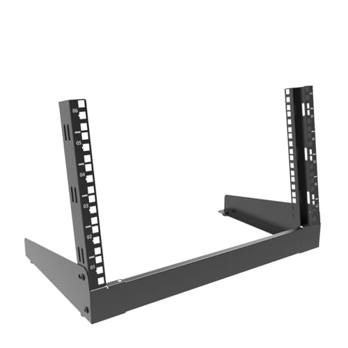 6U Desktop Network Rack 19 inches Small Open Frame Rack 2 Post Free-Standing Tabletop Rack for Patch Panel, Data, AV, IT,Studio or Computer Equipment (6U) - size: 6U