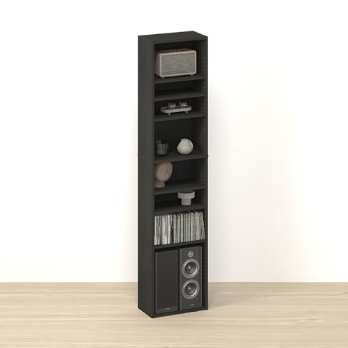Toki 8-Tier DVD Storage, CD Rack, Media Shelf, Media Storage, for Living Room, Ebony - color: Ebony, size: 8-Tier