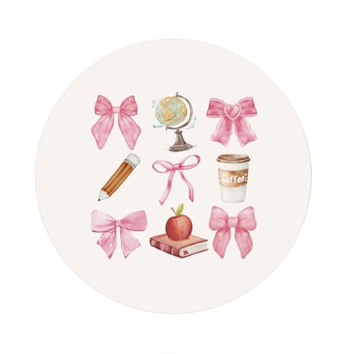 Coquette Pink Bow Teachers Mouse Pad, Mouse Pads for Desk, End of Year Teacher Gifts Mousepad for Office Dorm Computer Laptop Gaming, Teacher Office Supplies, 8.7x8.7 Inch - color: bow