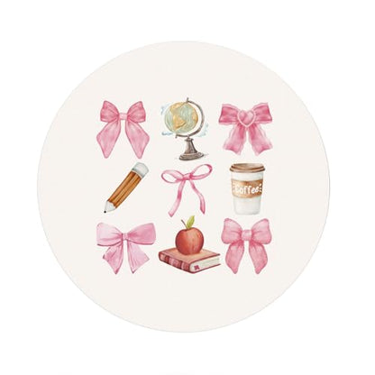 Coquette Pink Bow Teachers Mouse Pad, Mouse Pads for Desk, End of Year Teacher Gifts Mousepad for Office Dorm Computer Laptop Gaming, Teacher Office Supplies, 8.7x8.7 Inch - color: bow