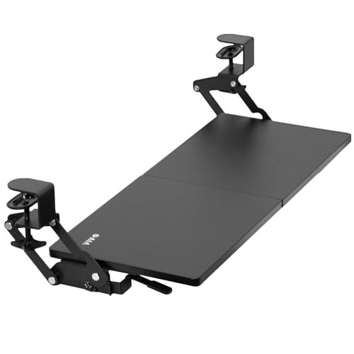 VIVO Large Clamp-on 27 (33 Including Clamps) x 11 inch Computer Keyboard and Mouse Tray with 12 Setting Swinging Height Adjustment, Platform Drawer for Typing, Black, MOUNT-KB08V