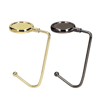 kwmobile Purse Hook for Table - Set of 2 Purse Holder - Handbag Hanger - Portable Bag Holder - Bag Hooks for Desk - Table Hook Gold/Black - color: gold / black