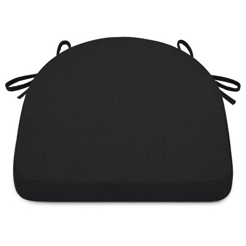 Shinnwa Kitchen Chair Cushions, Non-Slip Dining Chair Cushions with Ties and Machine Washable Cover, 17 x 16.5 x 2in, Black - color: Black