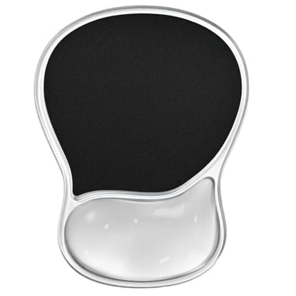 EooCoo Ergonomic Waterproof Mouse Pad with Gel Wrist Rest Support | Middle Concave Design, Leather Mouse Pad Surface, Relieve Wrist Pain, Computer Office Desk Accessories - color: Transparent Black