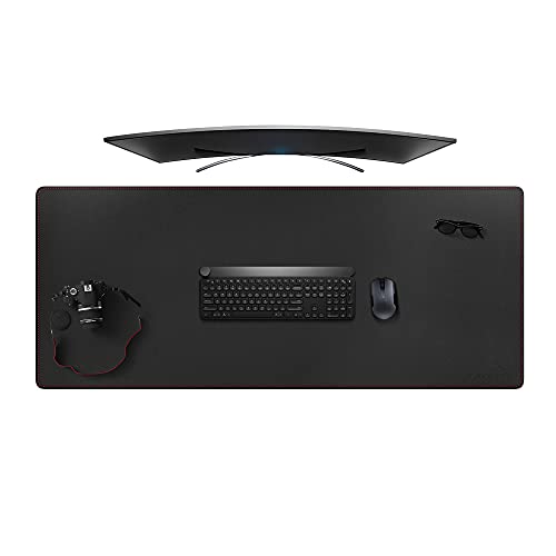 ZORESYN 4XL Oversized Large Mouse Pads (55" x 24") - PU Leather Extended Large Gaming Mousepad Desk Mat - Nonslip Base and Waterproof Desktop Keyboard Extended Mouse Mat (Black, 4XL - Oversized) - color: Black, size: 55L x 24W inches