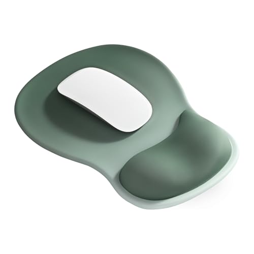 EooCoo Ergonomic Mouse Pad with Gel Wrist Rest Support Middle Concave Design, Relieve Wrist Pain Mousepad, Non-Slip Base for Laptop, Computer, Office Desk Accessories, Carpal Tunnel Syndrome - color: Green