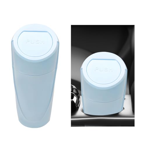 Car Trash Can Bin with Lid, Mini Vehicle Cup Holder Organizer Leakproof Garbage Bin, Waterproof Cup Type Trash Can Multi-Function Storage Container for RV Home Office (Light Blue) - color: Light Blue
