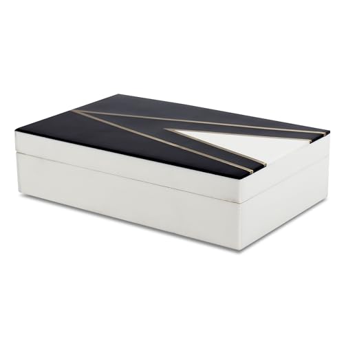 Handicrafts Home Black and White Decorative Storage Box with Lid– Coffee Table Storage Box, Handmade Resin Inlay Wooden Box, Remote Control Holder, Decorative Organizer, Keepsake & Jewelry Box- 8x5x2 - color: KEPT-DAPPER-GENT, size: 6 x 8 x 1.5 Inches