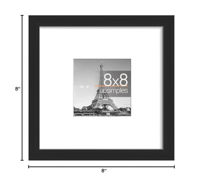 upsimples 8x8 Picture Frame, Display Pictures 4x4 with Mat or 8x8 Without Mat, Wall Hanging Photo Frame, Black, 1 Pack - color: Black, size: 8x8