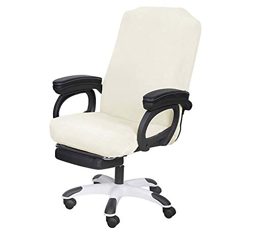 SARAFLORA Office Chair Covers- Medium, Ivory- Removable Computer Chair Covers for Office Chair with Zipper for Universal Rotating Chair Desk Chair Cover Chair Seat Washable Protector for Pets - color: Ivory, size: Medium | 1PCS