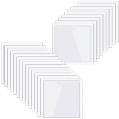 30 Pack Self-Adhesive Index Card Pockets with Top Open for Loading - Ideal Index Card Holder for Organizing and Protecting - Crystal Clear Plastic(6 x 6 Inches) - size: 6 x 6 Inches