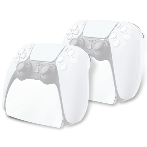 playvital 2 Pack Controller Display Stand for ps5, Gamepad Stand Desk Holder for ps5 Controller Accessories with Rubber Pads, White - color: White 2 set