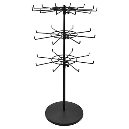 Polmart Heavy Duty Dual Heights (Stand & Tiers) Adjustable Countertop Spinner Display Stand (Black, 3-Tier) - color: Black
