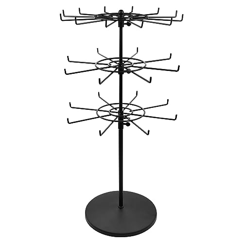 Polmart Heavy Duty Dual Heights (Stand & Tiers) Adjustable Countertop Spinner Display Stand (Black, 3-Tier) - color: Black