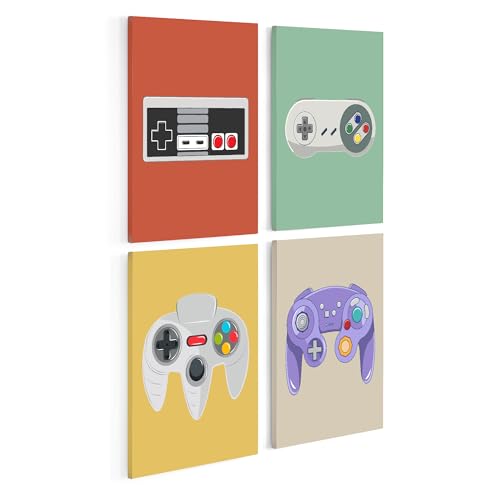 Poster Master 4-Piece Gaming Canvas - Controllers Print - Geeky & Pop Art - Retro Game Consoles Design - Gamer Gift - Colorful Game Room, Man Cave or Boy's Bedroom Decor - Available in 8x10 to 30x40 - color: Style-11