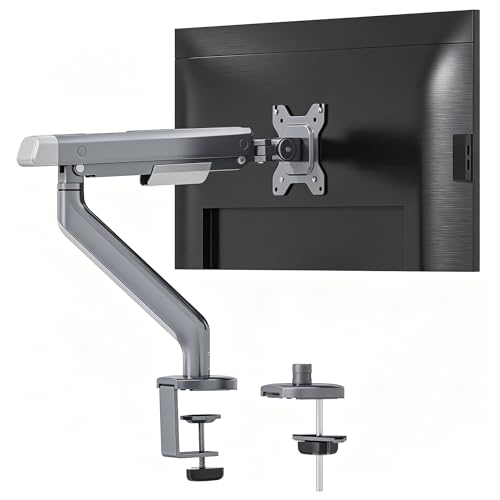 FlexiSpot Single Monitor Arm, Premium Aluminum Monitor Desk Mount Fits Screen up to 35 Inches 19.84 lbs, Fully Adjustable Monitor Stand with C-Clamp & Grommet Base for Home Office, Gun Gray - color: Gun Gray, size: MAX 35"/19.84 lbs