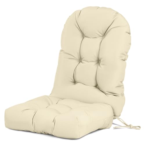 Adirondack Chair Cushion Tufted Waterproof Outdoor Rocking Chair Cushions with Ties Anti-Slip High Back Patio Chair Cushions for Patio Furniture Cushions - color: Beige