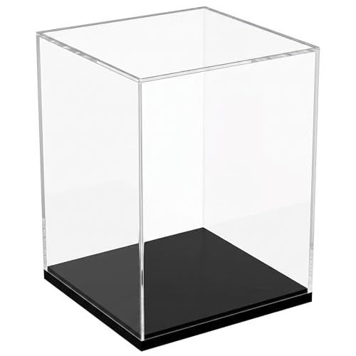 Clear Acrylic Display Case for Figures & Collectibles, Dustproof Showcase Box with Black Base, No Assembly Display for Models, Toys & Memorabilia, 5.9 x 5.9 x 8.2 Inch - size: 5.9 x 5.9 x 8.2 inch