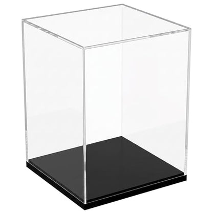 Clear Acrylic Display Case for Figures & Collectibles, Dustproof Showcase Box with Black Base, No Assembly Display for Models, Toys & Memorabilia, 5.9 x 5.9 x 8.2 Inch - size: 5.9 x 5.9 x 8.2 inch