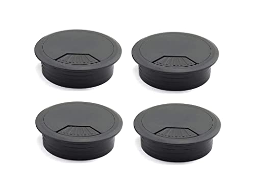 4pcs 2 inch Desk Wire Cord Cable Grommets Hole Cover for Office PC Desk Cable Cord Organizer Plastic Cover Black (Black-4Pcs) - color: Black-4Pcs