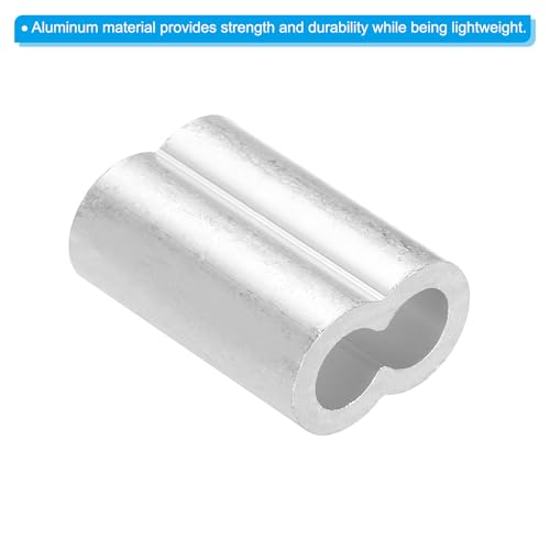 uxcell 15/64" 6mm Aluminum Crimping Loop Sleeve Double Ferrule for Wire Rope Cable Line End, Silver 10pcs - size: 15/64"