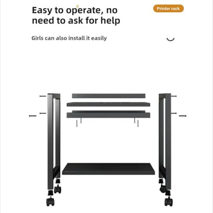 2 Tier PC Tower Stand, Height Adjustable Computer Tower Floor Stand with Locking Wheels, Metal Movable CPU Holder Cart for Office Home Classroom- for Most PC (Black)