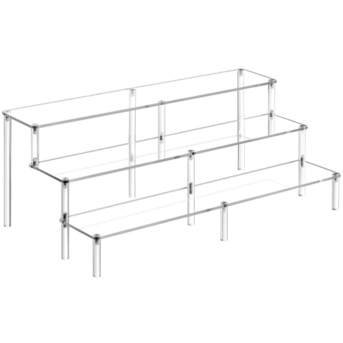 HENABLE 14.8 IN Large Acrylic Perfume Organizer Stand, Clear Display Risers for Perfume, Cologne, Cosmetic, Skincare, Funko POP, Dessert Display, Cupcake Stand Holder - size: 3-Tier Large 14.8IN