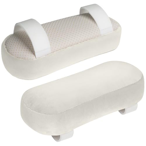 WdFour 2-Pack Non-Slip Armrest Pads for Office & Gaming Chairs - Ergonomic Forearm Support Pillow for Desk, Computer & Wheelchair, Pressure Relief Cushions (Ivory) - color: Ivory