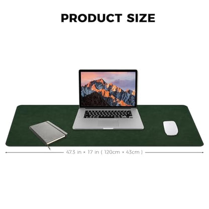 XXLarge Gaming Desk Pad with Stitched Edges - Waterproof Writing Pad Leather Mouse Mat, Non-Slip Base Desk Mat for Office/Home 47"x17" XXL Dark Green - color: Dark Green, size: 47" x 17"