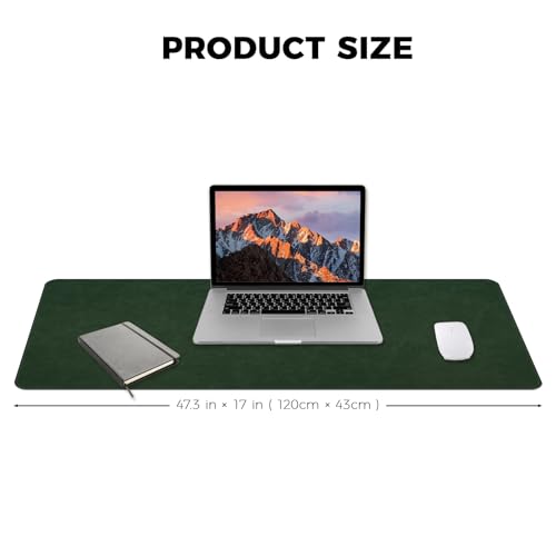 XXLarge Gaming Desk Pad with Stitched Edges - Waterproof Writing Pad Leather Mouse Mat, Non-Slip Base Desk Mat for Office/Home 47"x17" XXL Dark Green - color: Dark Green, size: 47" x 17"