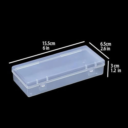 6 Pack Clear Plastic Storage Boxes with Hinged Lids, 6x2.6x1.2 Inches Long Rectangular Organizer for Diamond Art Accessories, Beads, Crafts