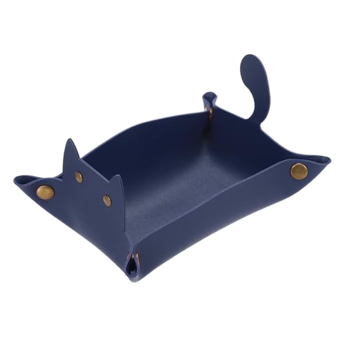 uxcell Leather Valet Tray, Folding Jewelry Tray Organizer Travel Dish Plate Desk Organizer for Women and Men Storage Jewelry Keys Wallet Coin, Blue - color: Blue