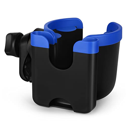 Accmor Stroller Cup Holder with Phone Holder, Bike Cup Holder, Universal Cup Holder for Uppababy Nuna Doona Strollers, 2-in-1 Cup Holder for Walker, Wheelchair, Scooter - color: Mix Blue
