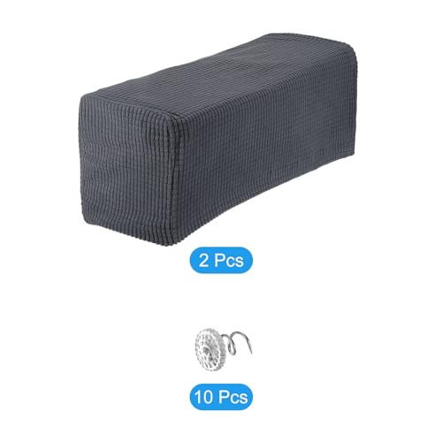 uxcell 2pcs Stretch Armrest Covers for Chairs/Sofas, Couch Arm Covers with Twist Pin, Furniture Protector Slipcovers Dark Grey - color: Dark Grey