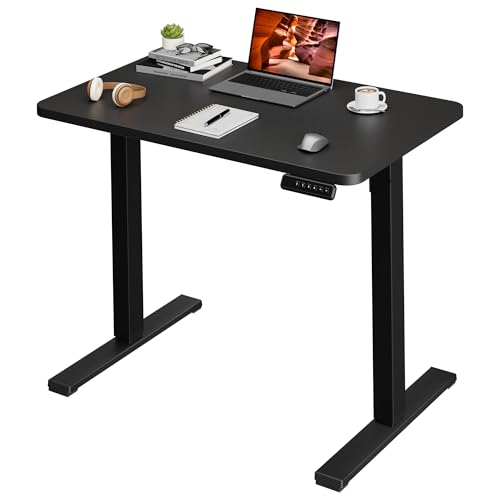 One-Piece Standing Desk 40 x 24 Inches, Small Adjustable Height Desk for Small Space Electric Sit Stand Desks Home Office Computer Workstation, Black - color: Black, size: 4024