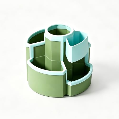 Pencil Holder for Desk Rotating Pen Organizers Green Small Desktop Organizer Desk Storage Caddy Ideal for Office, Home, School,Classroom (Blue & Green) - color: Blue & Green