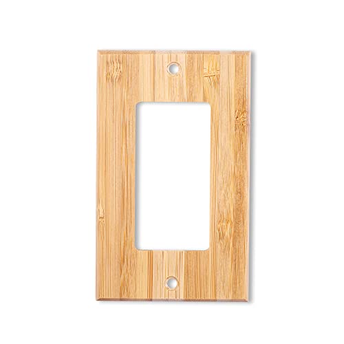 Solid Wood Single Rocker Light Switch Plate 4.5" X 2.76" Bamboo Light Switch Cover Quality Raw Wooden Decorative Bedroom Kitchen Home Decor (Single Rocker) - color: 1PC-Single Rocker