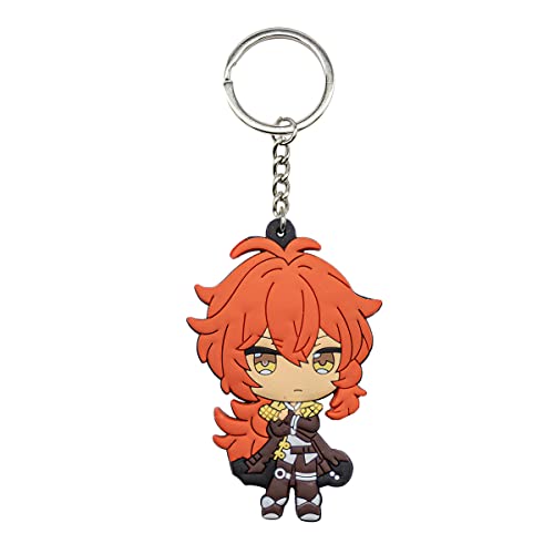 Impact Videogame Colorful Lanyard Keychains Stickers - color: Diluc