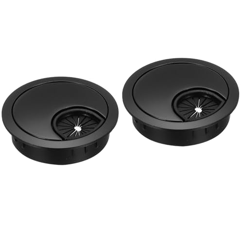MECCANIXITY 2 Pcs Desk Grommet 1.8 Inch, Zinc Alloy Round Desk Hole Cover Wire Cable Cord Organizer for Home Office Computer Table Cables, 45mm, Black - color: Black, size: 1.8 Inch/45mm
