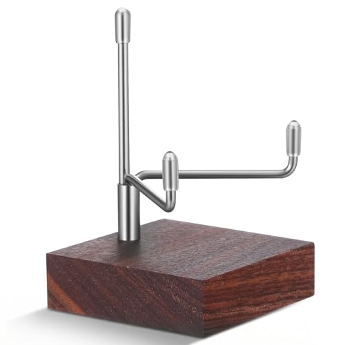 Wood Display Stand with Adjustable Metal Arms Gold Decorative Plate Stand Easel Holder Small Rock Crystal Collectibles Holder for Displaying Picture Mineral Fossil Coral