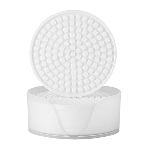 Colinda Silicone Drink Coasters with Holder, Set of 6, for Tabletop Protection and Office Desk, Cup Mat Set for Home Decor, Non-Slip and Non-Stick,Round,4 Inch,White - color: White