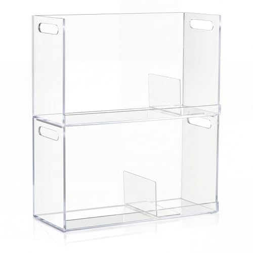 CroBlissful 2 Pcs Acrylic Dvd Storage Box, Clear Stackable Movie Case Holder with Handles, Media Organizer for Cds and Dvds