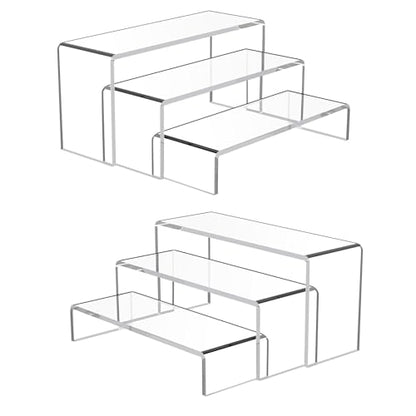 Goabroa 2 Sets 6 Pcs Clear Cupcake Display Risers 3 Tiers Rectangular Risers Display Stands 4mm Thick Collectibles Jewelry Display Shelf Lego Display Shelves Risers - color: Clear, size: Regular 2 Sets (6PCS) Rectangle