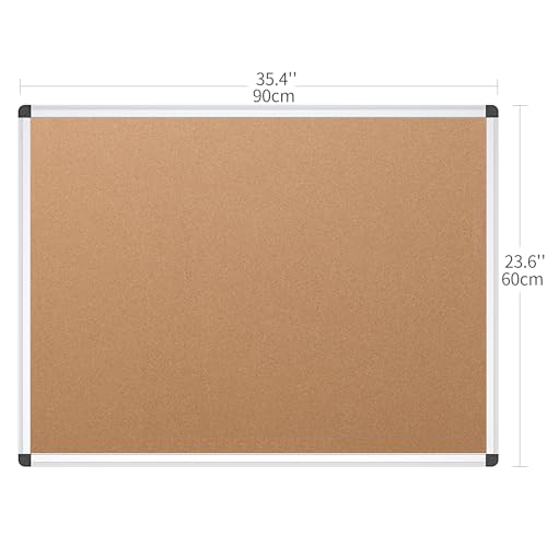 VIZ-PRO Cork Notice Board, 36 X 24 Inches, Silver Aluminium Frame - size: 36 X 24 inches